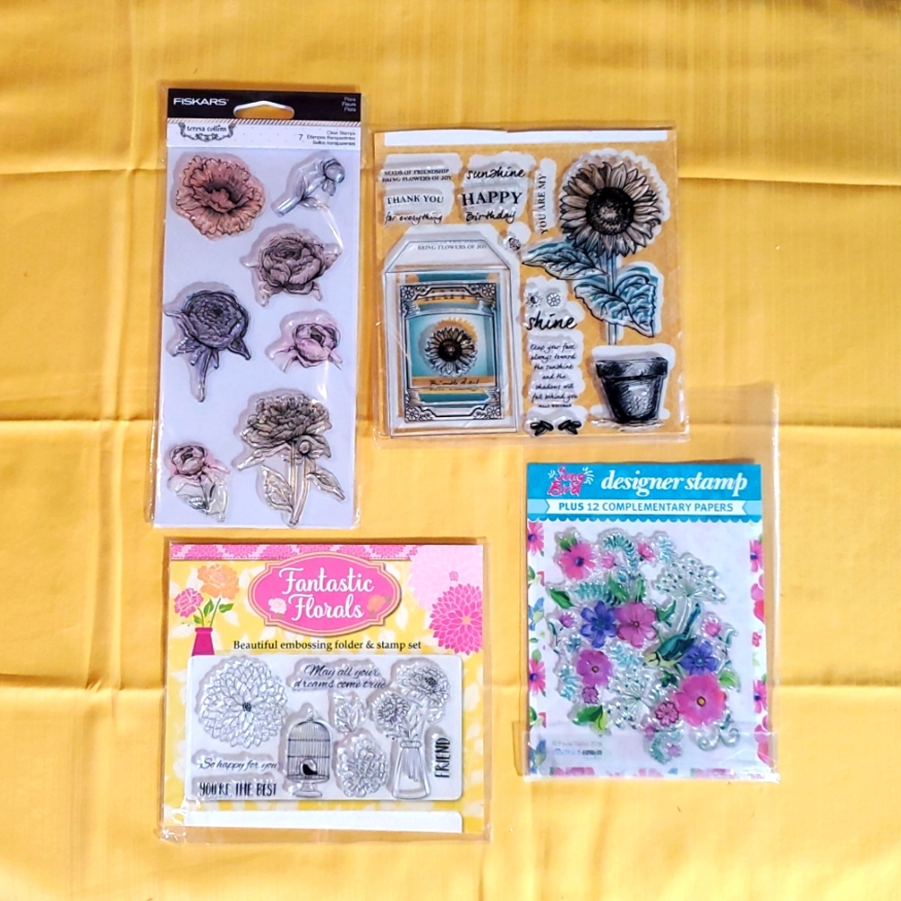 Lot Of 4 Sets Of Floral Stamp Sets. Lot #34